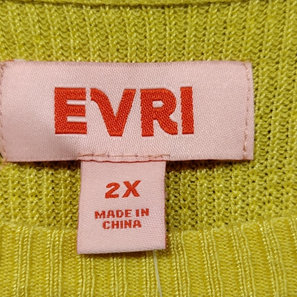NWT Evri Ribbed Sweatshirt Women's 2X Yellow Casual Retro 90s Y2K Minimalist - Picture 9 of 10